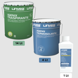 Linvea Igienix trattamento antimuffa professionale per pareti interne, elimina muffe, alghe e batteri e previene la formazione di nuove infestazioni.